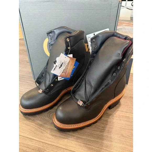 Chippewa Mens Workboots Motorcycle 9" Waterproof Steel Toe 11 E, 25410 Logger - Picture 2 of 6